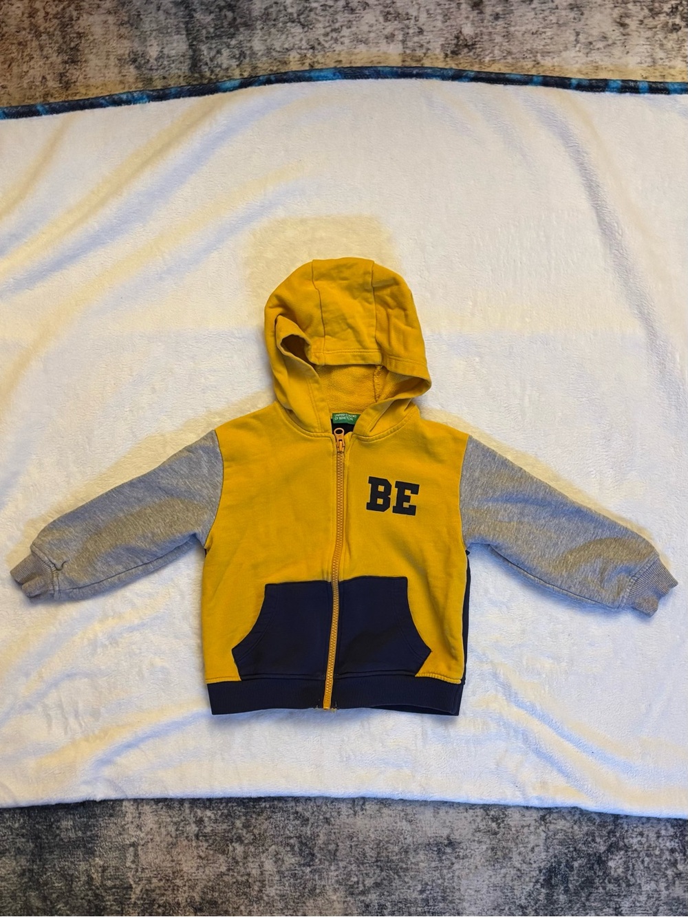 United Colors of Benetton Kids Colorblock Zip Hoodie 3-4Y 104cm - Picture 3 of 6